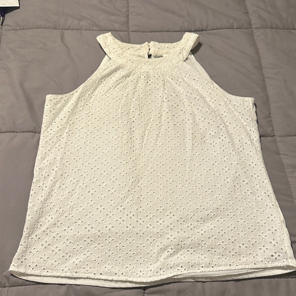 PerSeption Concept Ivory Eyelet Sleeveless Blouse